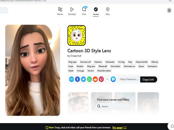 Guide To Send A Snap With The Cartoon Face Lens?