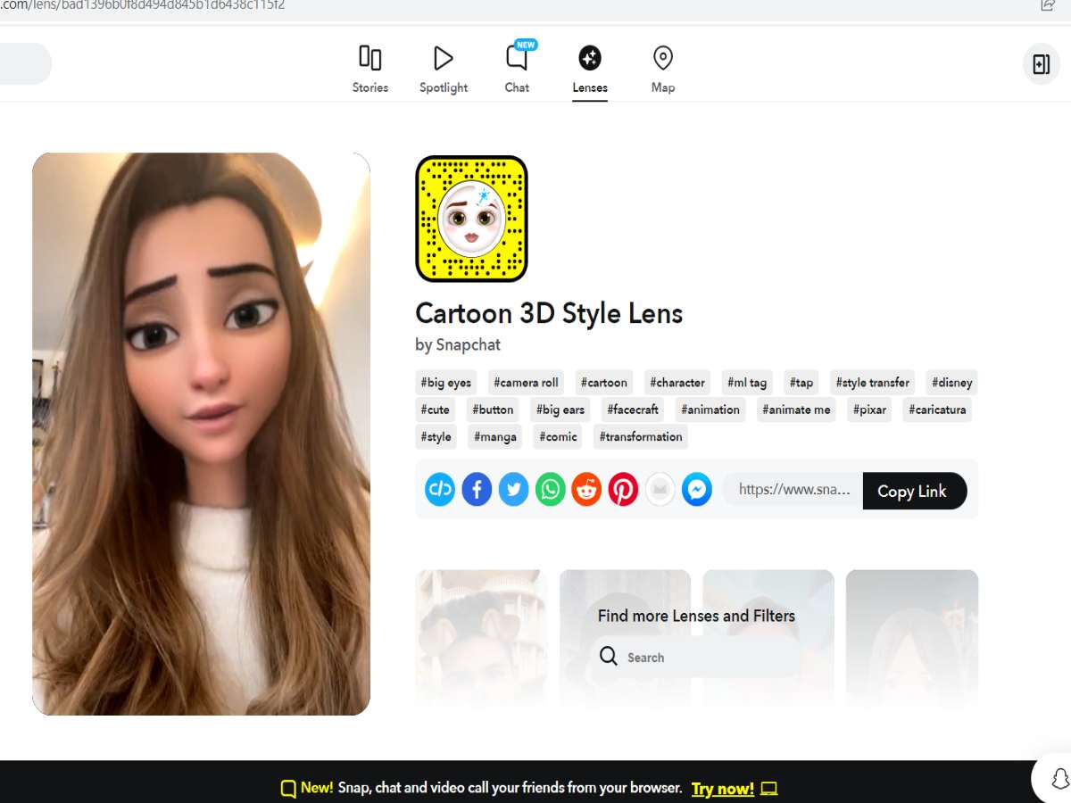 Send A Snap With The Cartoon Face Lens